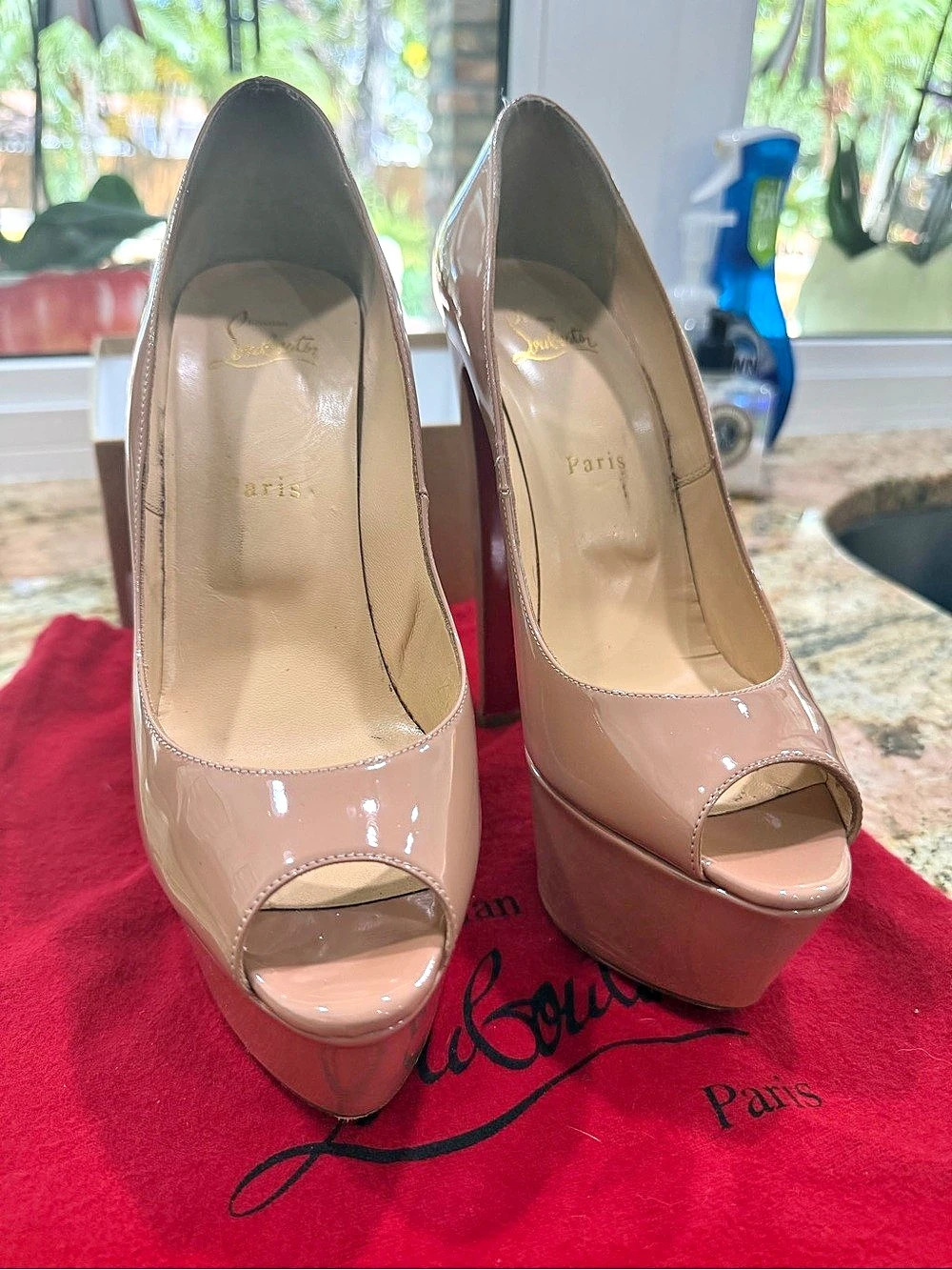 Christian Louboutin Altareva 160 Patent Peep Toe Heels Pink EU 40.5